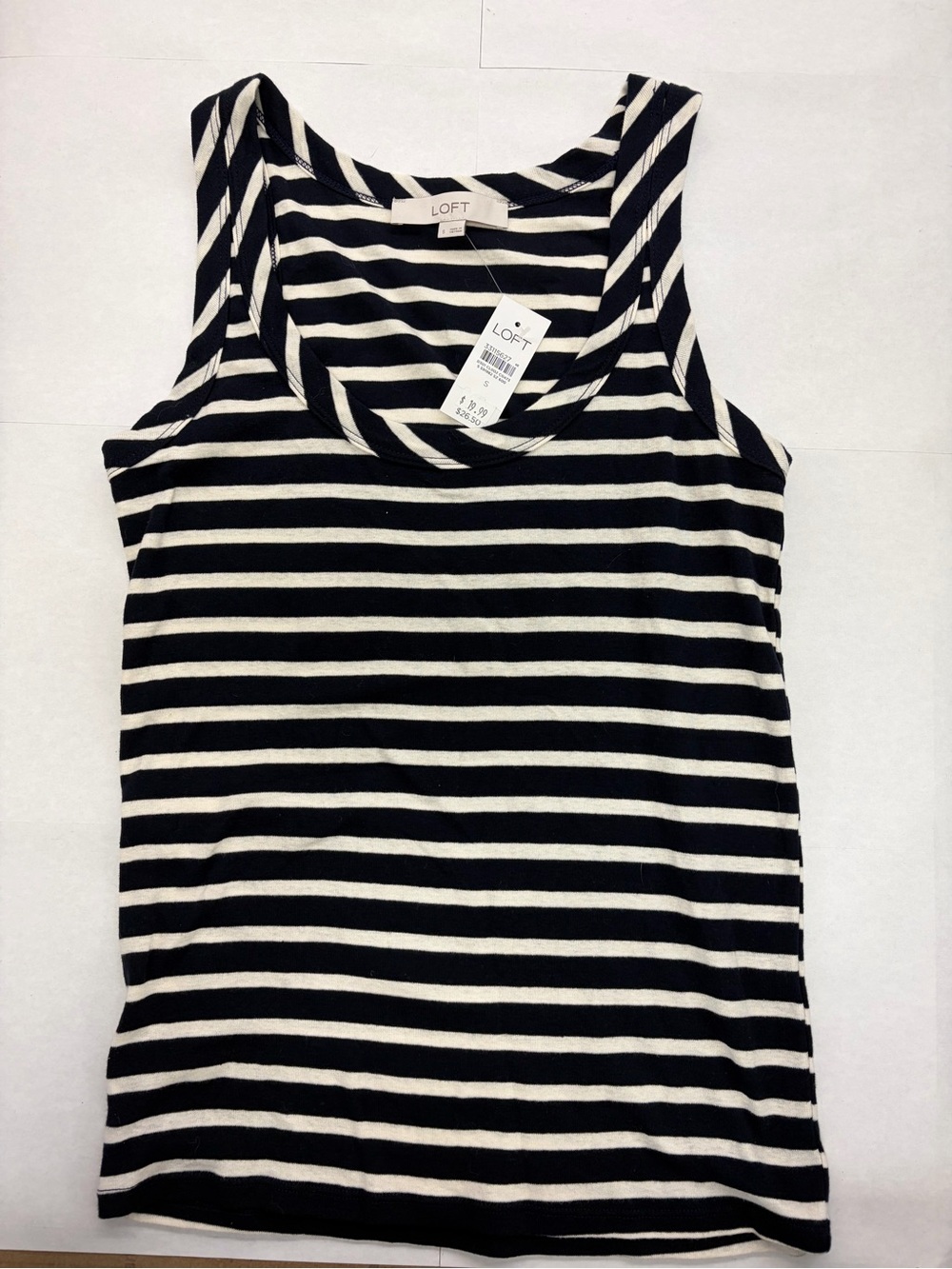 LOFT Navy and White Striped Tank Top